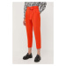 Nohavice BOSS dámske, oranžová farba, rovné, vysoký pás