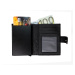 HL Kožená unisex malá peňaženka na karty s RFID ochranou a vysúvacím patentom na karty - čierna