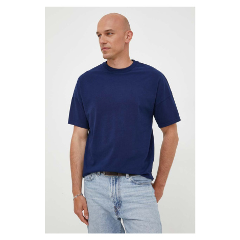 Bavlnené tričko American Vintage tmavomodrá farba, jednofarebné