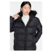 Trendyol Čierny oversized kožušinový kabát s kapucňou