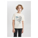 DEFACTO Boys' Crew Neck Printed Short Sleeve T-Shirt