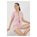 Trendyol Pink Textured Gingham Tie/Ribbon/Bow Detailed Woven Pajama Set