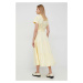 Bavlnené šaty Polo Ralph Lauren žltá farba, midi, áčkový strih