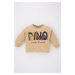 DEFACTO Baby Boy Crew Neck Dinosaur Printed Soft Feathered Inner Sweatshirt