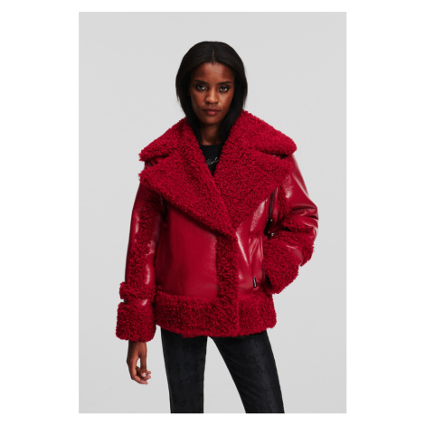 Bunda Karl Lagerfeld Faux Shearling Jacket Chili Pepper