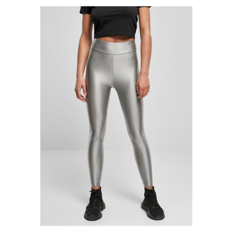 Women's Shiny Metallic High-Waisted Leggings - Dark Silver Urban Classics