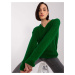 Dark green women's oversize sweater with wool