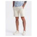 Ombre Men's knitted shorts with drawstring and pockets - cream