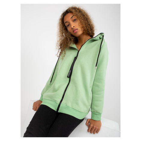 Basic light green sweatshirt RUE PARIS zipper