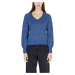 Vila  VITULI L/S V-NECK GLITER KNIT TOP/PB 14098057  Svetre Modrá