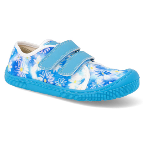 Barefoot plátenky KOEL - Dud Textile Cyan Flowers modré