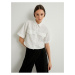 Koton Crop Shirt Short Sleeve Pocket Detailed Buttoned Linen Blend