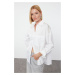 Trendyol White Oversize / Wide Fit Woven Shirt with Stone Detail on Shoulders