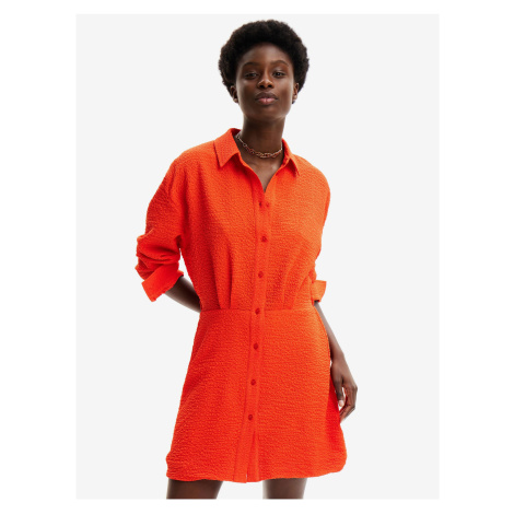 Orange Women's Shirt Dress Desigual Milwaukee - Women
