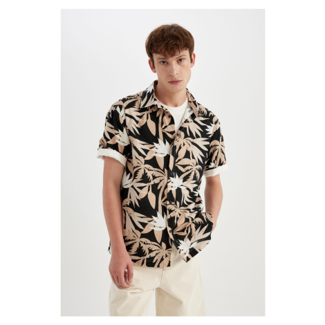 DEFACTO Regular Fit Hawaiian Printed Cotton Short Sleeve Shirt