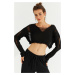 Cool & Sexy Women's Black Knitwear Crop Top