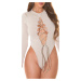 Sexy Koucla Longsleeve Body with lacing cutout white Einheitsgroesse