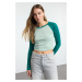 Trendyol Mint Raglan Sleeve Rib Fitted/Fits Crop Knit T-Shirt