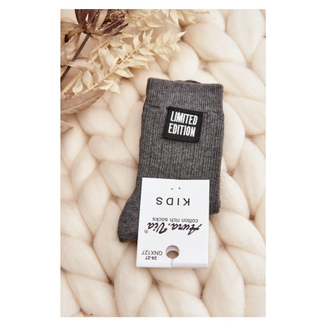 Children's smooth socks with patch, grey