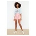Trendyol Pink Lace-Up and Eyelet Detail Woven Shorts Skirt
