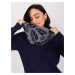 Grey and navy blue women's scarf with patterns