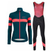 SANTINI Cyklistický zimný dres a nohavice - CORAL B. LADY WINTER - čierna/modrá/ružová