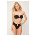 Trendyol Black Strapless Accessory Bikini Top