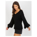 Black thin classic sweater with neck to V OCH BELLA