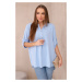 Blouse with a longer back blue