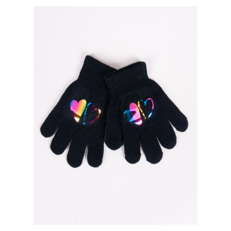 Yoclub Kids's Girls' Five-Finger Gloves With Hologram RED-0068G-AA50-004