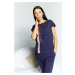 MONNARI Woman's Pyjamas Pajama Top With Rhinestone Inscription Navy Blue