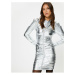 Koton Mini Metallic Dress Draped Long Sleeve