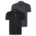 DUAL SET T8571 DEWBERRY ZIPPER MENS T-SHIRT-ANTHRACITE-BLACK