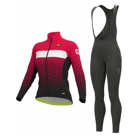 ALÉ Cyklistický zimný dres a nohavice - PR-R STARS LADY WNT - ružová/čierna