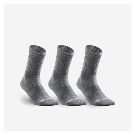 Tenisové ponožky RS 500 vysoké 3 páry sivé ARTENGO