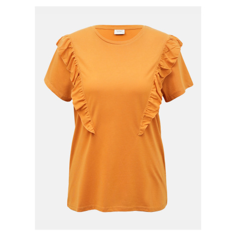 JDY Oranžové tričko s volánom Jacqueline de Yong Karen
