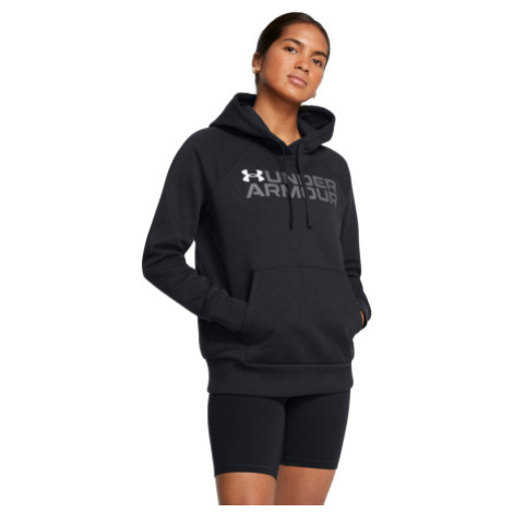 Dámska zateplená mikina s kapucňou UNDER ARMOUR Rival Fleece Wordmark Hoodie-BLK