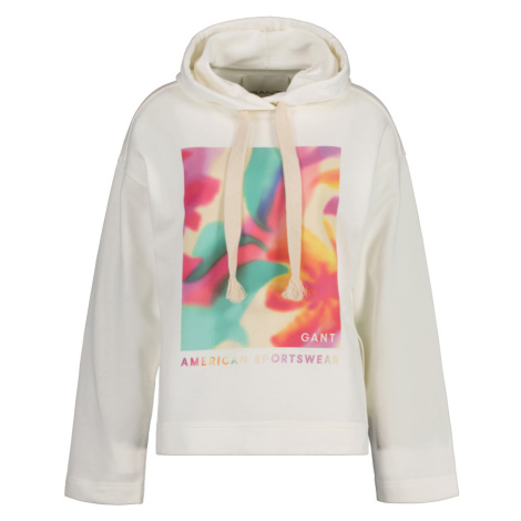 MIKINA GANT RELAXED FLORAL GRAPHIC HOODIE biela