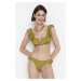 Trendyol Green Ruffle V-Wire Detailed Bikini Top