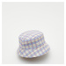 Reserved - Károvaný klobúk typu bucket hat - Biela