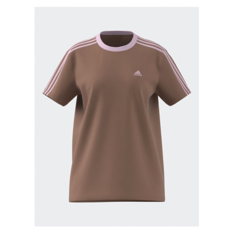 Adidas Tričko Essentials 3-Stripes T-Shirt IM2871 Hnedá Loose Fit