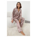 Trendyol Multicolored Leopard Patterned Satin Woven Pajama Set