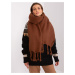 Brown warm scarf with fringe
