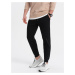 Ombre Men's sweatpants with stitching and zipper on leg - black