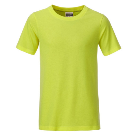 James & Nicholson Klasické chlapčenské tričko z biobavlny 8008B - Žlto-zelená
