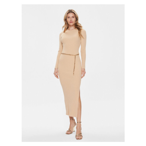 Michael Kors Úpletové šaty MR4820O33D Béžová Slim Fit