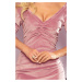 Dámské velurové šaty ve špinavě růžové barvě s dekoltem XL model 15172086 - numoco