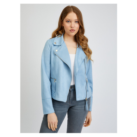 Orsay Light blue women's leatherette jacket in suede finish - Women