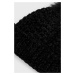 Detská čiapka Sisley čierna farba biela, z hrubej pleteniny,