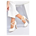 Fox Shoes Women's White Platform Heeled Evening Shoes